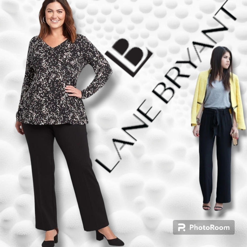 LANE BRYANT Pull-On Ponte Straight Black Professional Pants Sz 22 24 Short